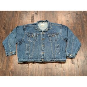 Vintage 90s Excelled Denim Trucker‎ Jacket Mens 2XL Medium Blue Jean Motorcycle